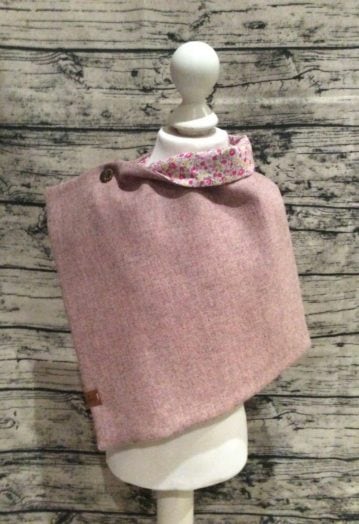 Pink Tweed Cape with cute ditsy flower lining (2-4 years)