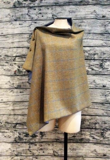 Quail Tweed Cape with Iced Blue Lining