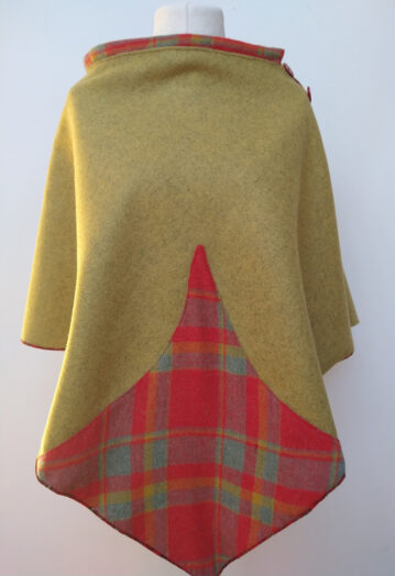 Olive Green Wool Cape with Red Paisley Lining