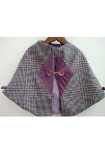 Lilac & Velvet Toddlers Tweed Cape with Taffeta Lining