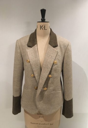 Harrogate Fitted Blazer – Barn Owl Check with Full Tweed Contrast