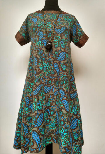 Paisley Blue & Turquoise Soft Wool Midi Dress Size 10/12
