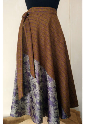 Hawes Full Swing Midi Tweed Skirt in Burnt Orange Size 8–10