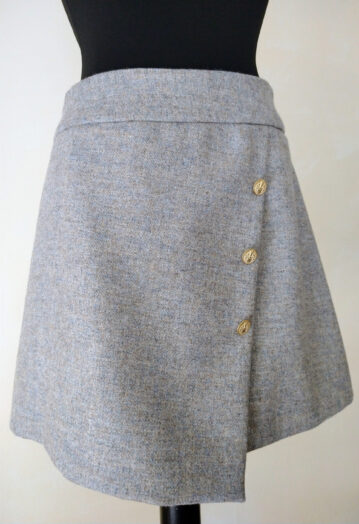 Helmsley Asymmetric Tweed Mini Skirt in Cool Ice Blue Size 10–12